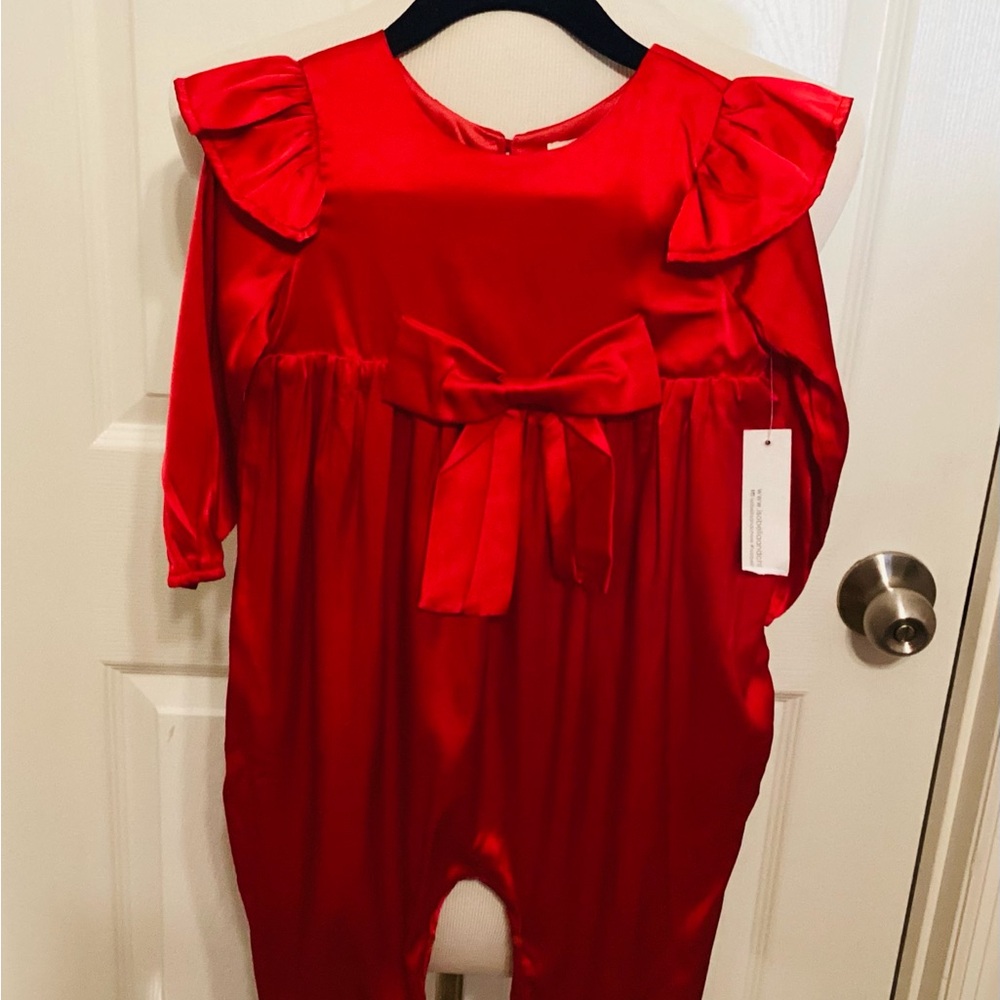 NWT Christmas Red Ruffled Baby Outfit